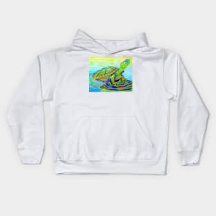 Psychedelic Neon Rainbow Painted Turtle Kids Hoodie